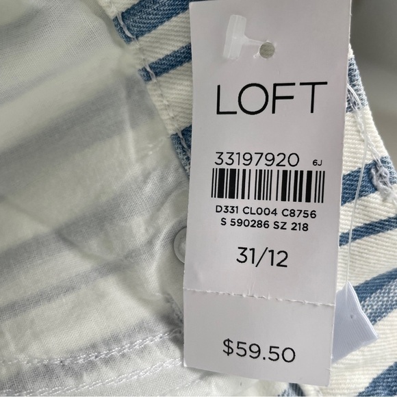 NWT Loft Blue and White Striped The Cut Off Short 12/31 - Picture 8 of 10